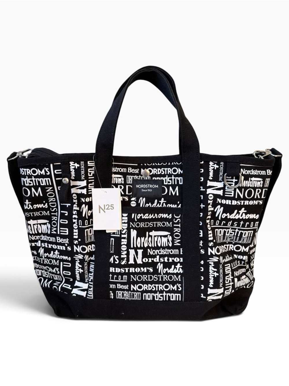 Nordstrom Logo Tote Bag and 3 Piece Packing Cube Set Black White